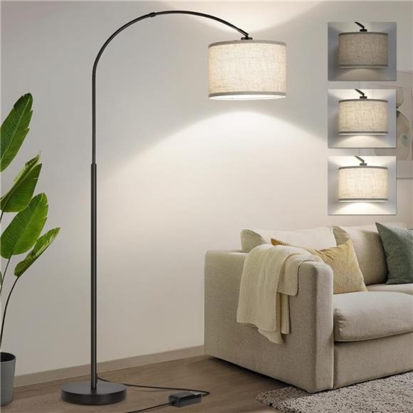 Other - Dimmable Floor Lamp, Arc Floor Lamp with Dimmer, Black Standing Lamp
